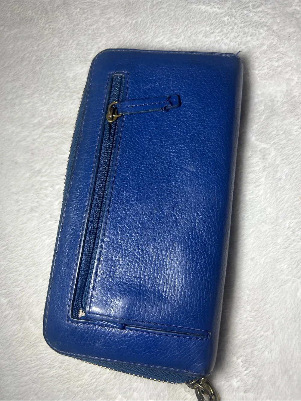 Fossil Dark Blue Leather Wristlet Wallet with Wrist Strap